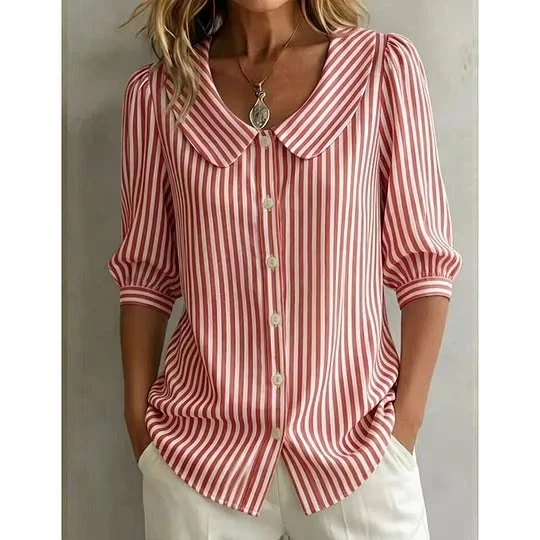 Darielle | Sommerliche Bluse mit Streifenmuster und Kragen