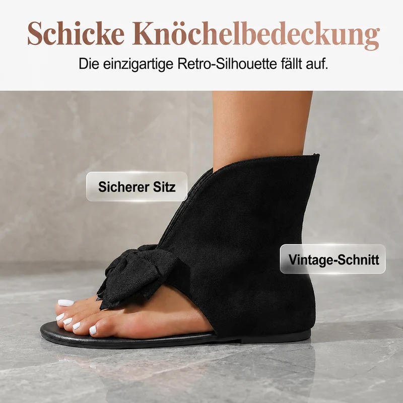 Celoria | Retro-Zehentrenner-Sandalen mit großer Schleife