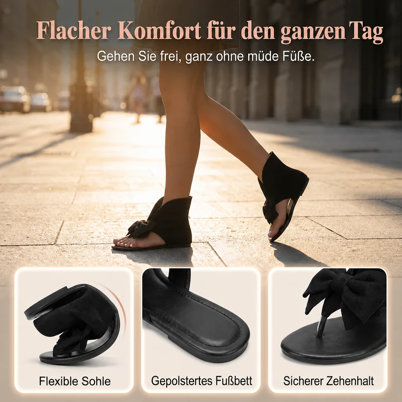 Celoria | Retro-Zehentrenner-Sandalen mit großer Schleife