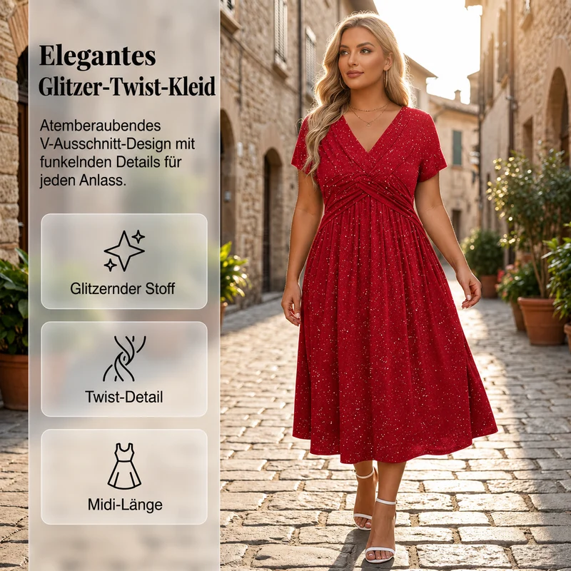 Patrizia | Funkelndes Damenkleid mit fließendem Rock