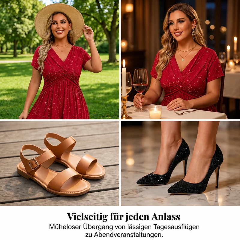 Patrizia | Funkelndes Damenkleid mit fließendem Rock