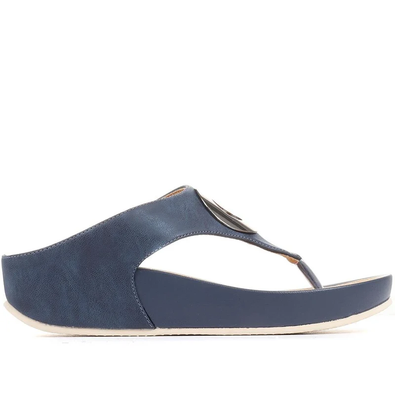 Metallic Toe Post Sandals - BELBAIZH29037 / 315 770 - Navy