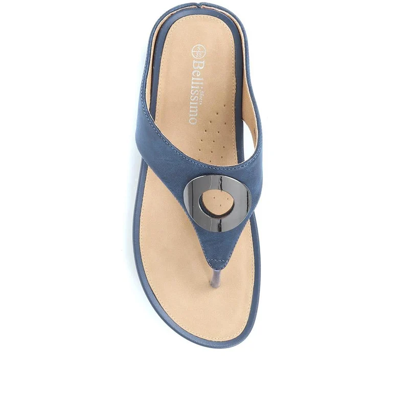 Metallic Toe Post Sandals - BELBAIZH29037 / 315 770 - Navy