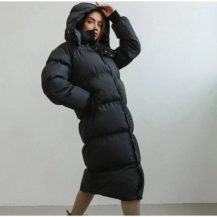 Wintermantel Damen Puffer Lang mit Kapuze
