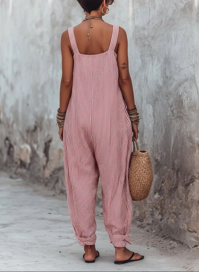 Velsae | Ärmelloser Jumpsuit mit minimalistischem Streifenmuster