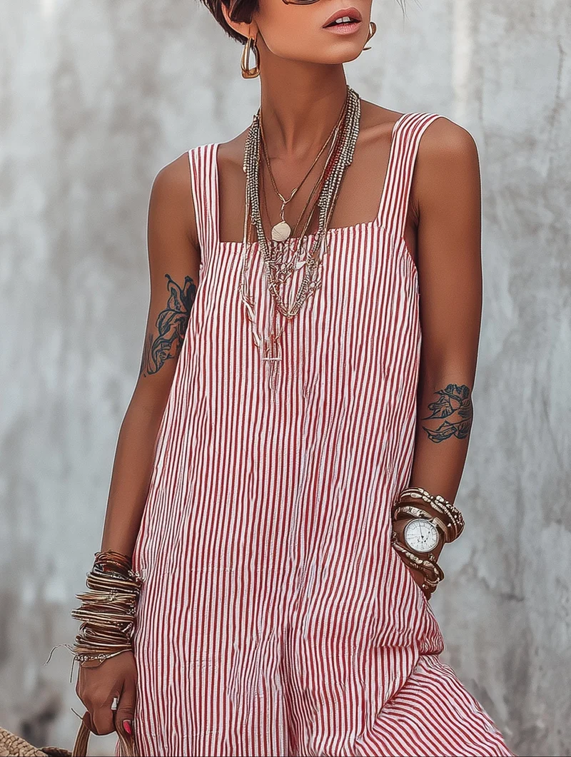 Velsae | Ärmelloser Jumpsuit mit minimalistischem Streifenmuster