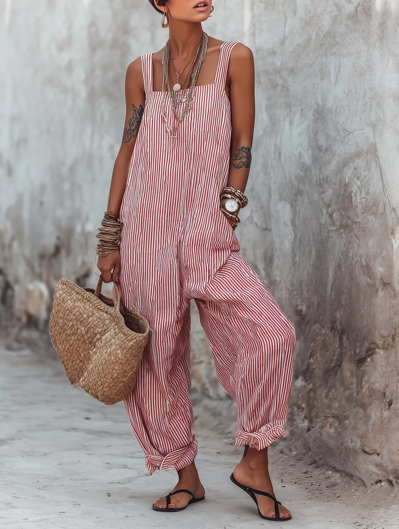 Velsae | Ärmelloser Jumpsuit mit minimalistischem Streifenmuster