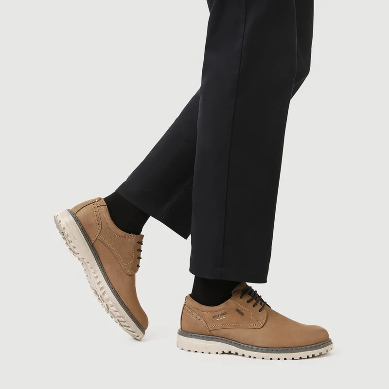 Wide-Fit Water-Resistant Leather Shoes - JOSEF41510 / 327 050 - Beige