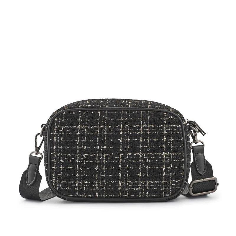 Zip Up Shoulder Bag - RIM38003 / 324 471 - Black Tweed