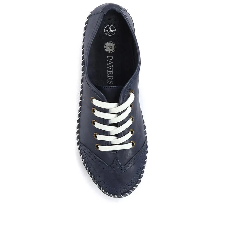 Leather Lace-Up Trainers - SIMIN31003 / 317 969 - Navy