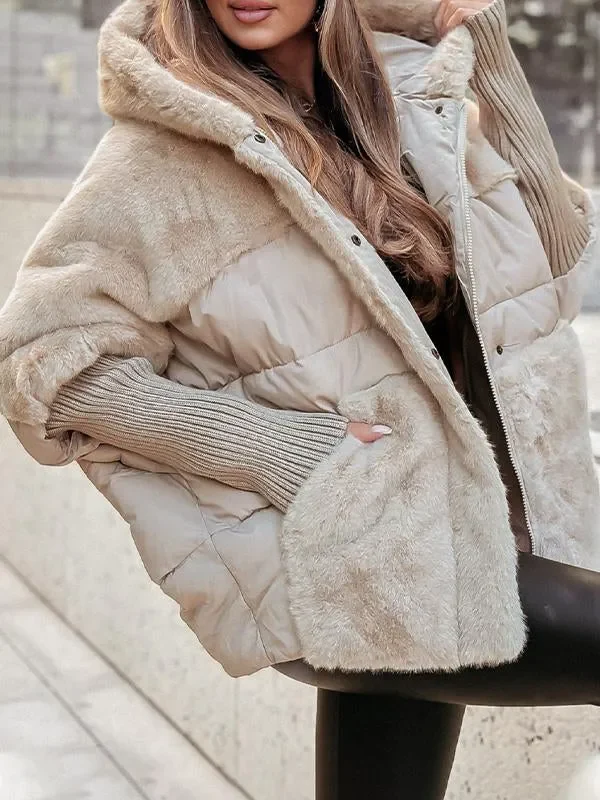 Winterjacke Damen Oversized mit Teddyfutter