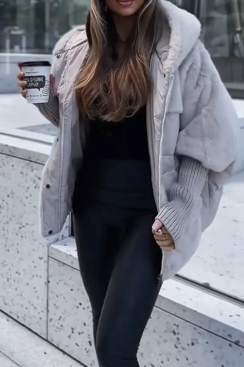 Winterjacke Damen Oversized mit Teddyfutter