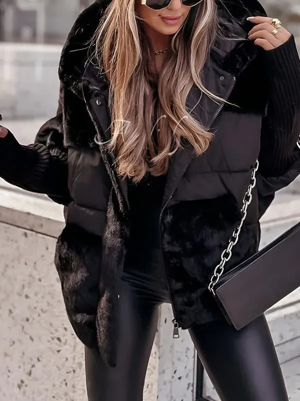 Winterjacke Damen Oversized mit Teddyfutter