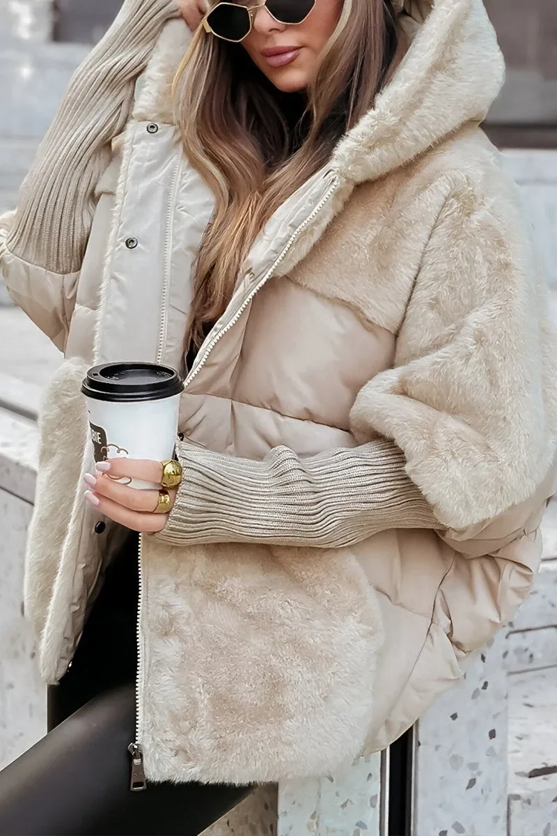 Winterjacke Damen Oversized mit Teddyfutter
