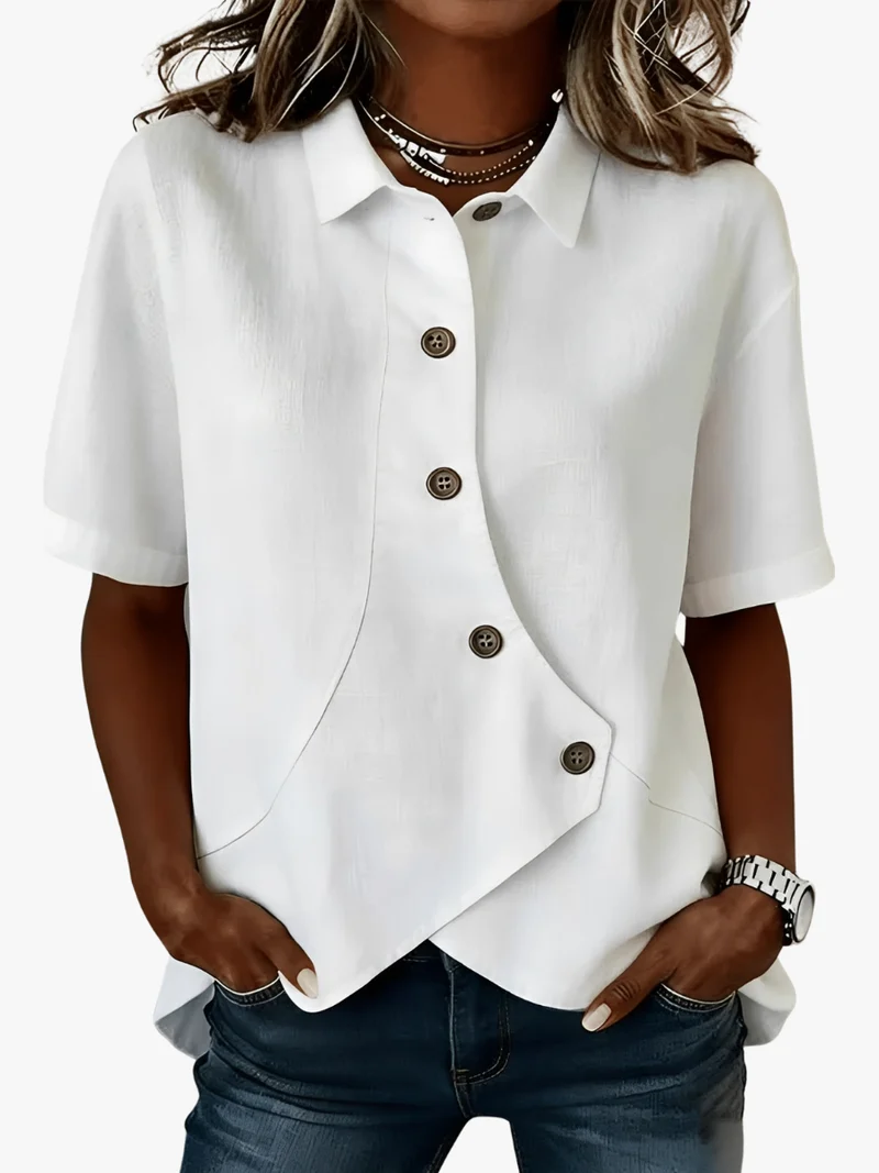 Lannexa | Leinen-Mix-Shirt mit asymmetrischer Knopfleiste