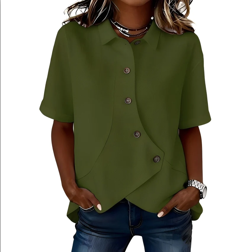 Lannexa | Leinen-Mix-Shirt mit asymmetrischer Knopfleiste