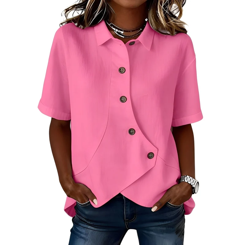 Lannexa | Leinen-Mix-Shirt mit asymmetrischer Knopfleiste