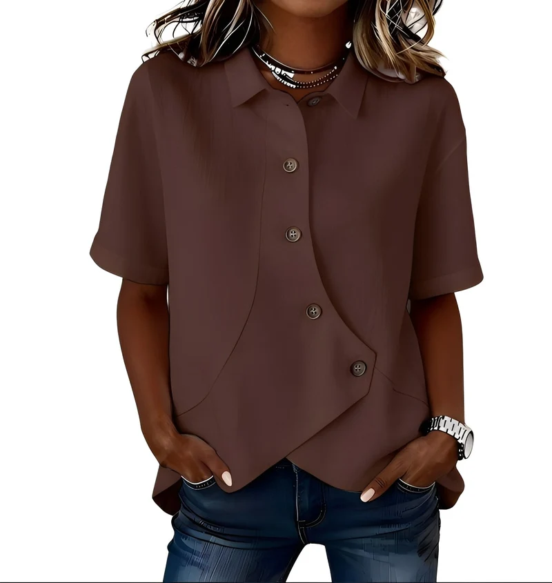 Lannexa | Leinen-Mix-Shirt mit asymmetrischer Knopfleiste