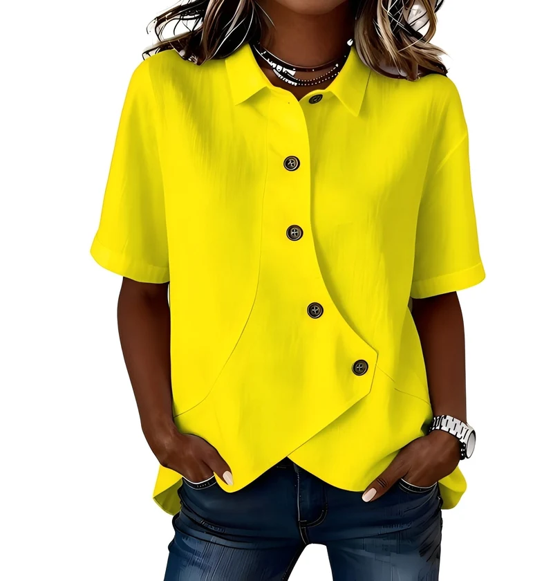 Lannexa | Leinen-Mix-Shirt mit asymmetrischer Knopfleiste