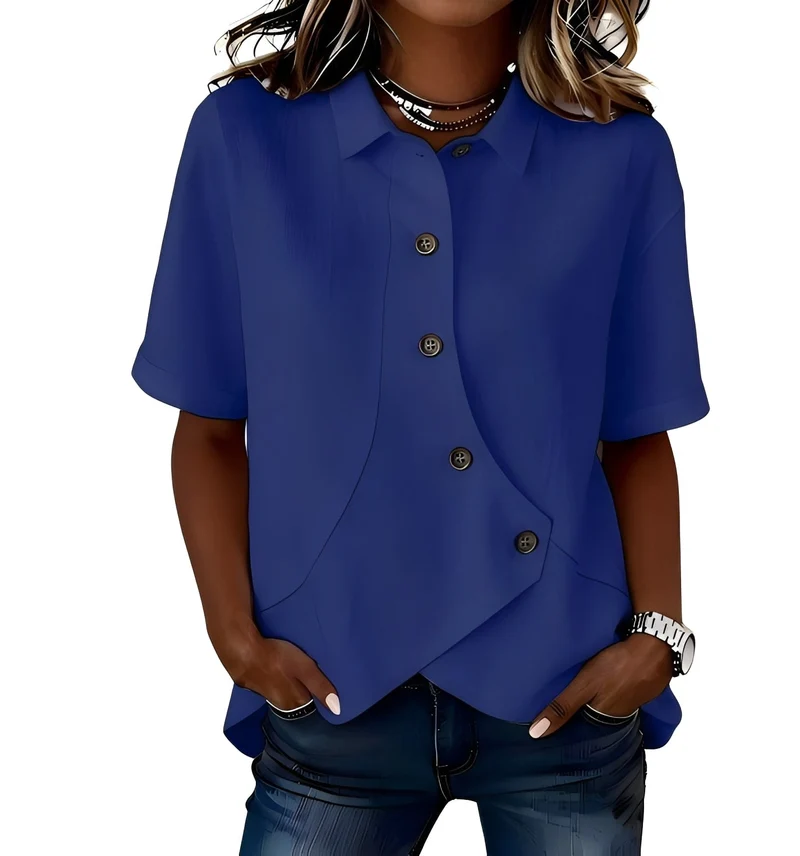 Lannexa | Leinen-Mix-Shirt mit asymmetrischer Knopfleiste