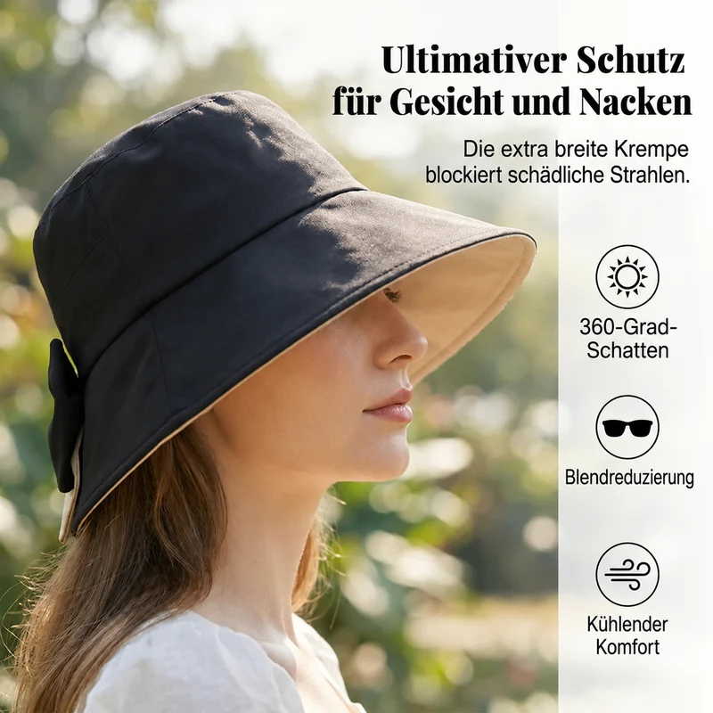 Ecedda | Damen-Sonnenhut mit breiter Krempe und Schleife