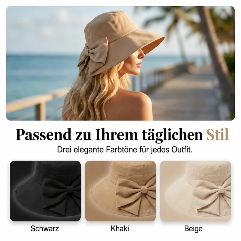 Ecedda | Damen-Sonnenhut mit breiter Krempe und Schleife