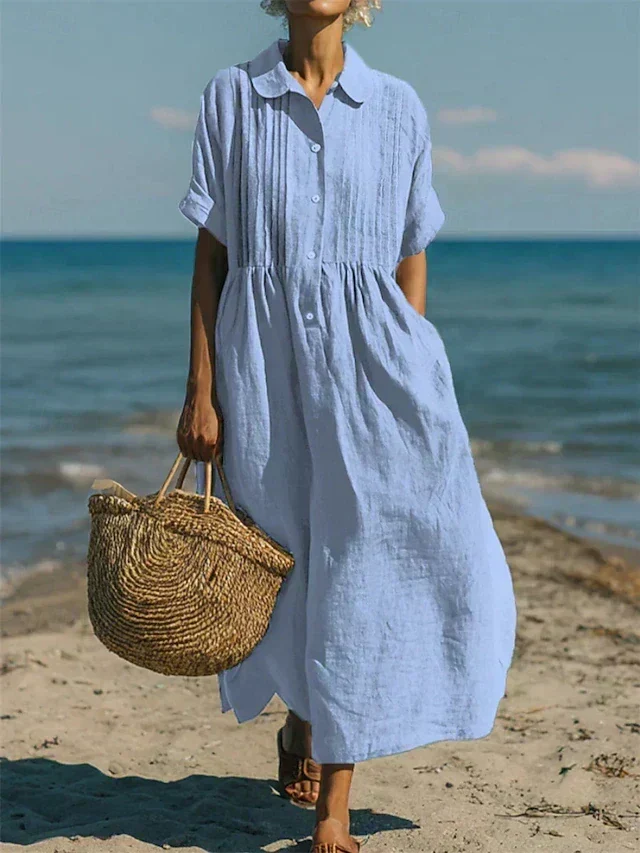 Corvina | Langes Strandkleid mit praktischen Taschen