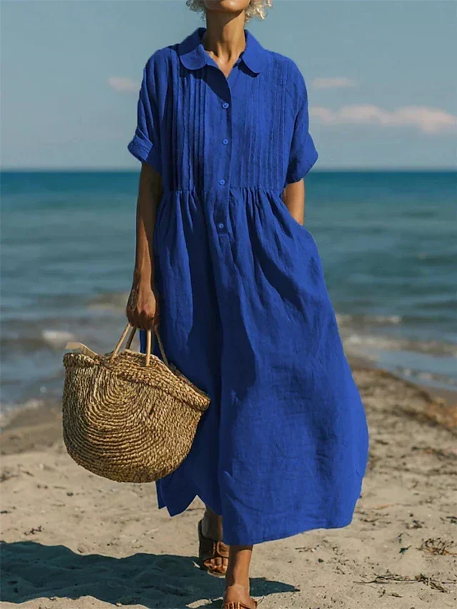 Corvina | Langes Strandkleid mit praktischen Taschen
