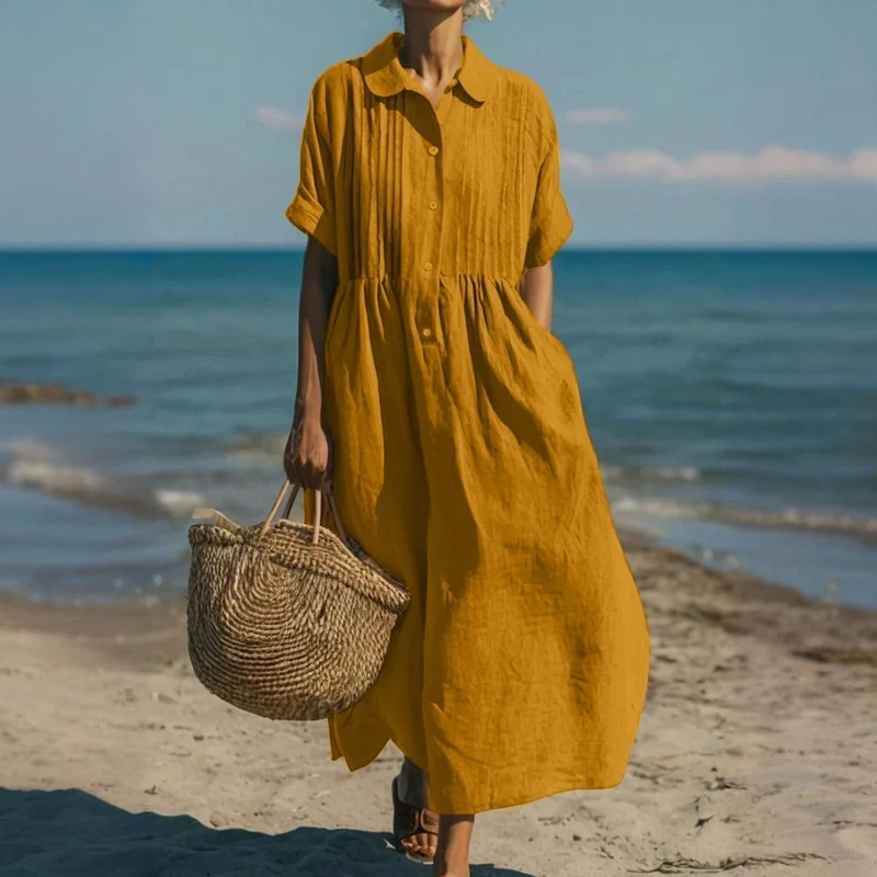 Corvina | Langes Strandkleid mit praktischen Taschen