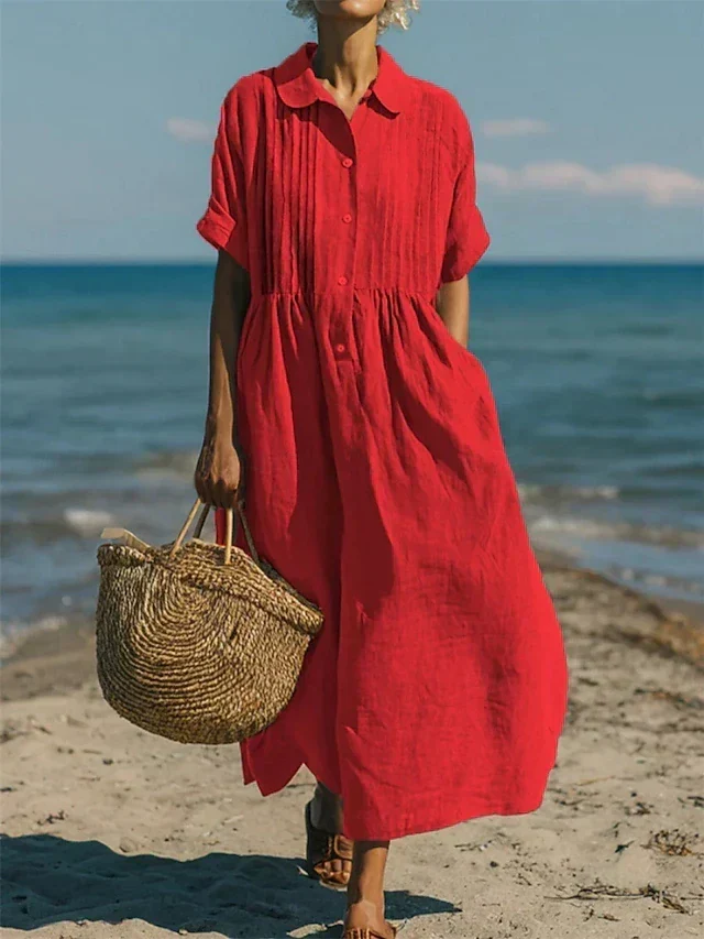 Corvina | Langes Strandkleid mit praktischen Taschen