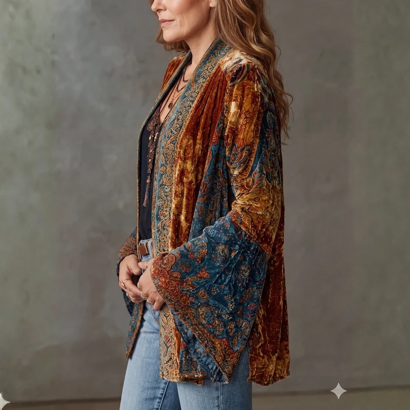Clavella | Gemusterter Damenmantel im Bohemian-Stil