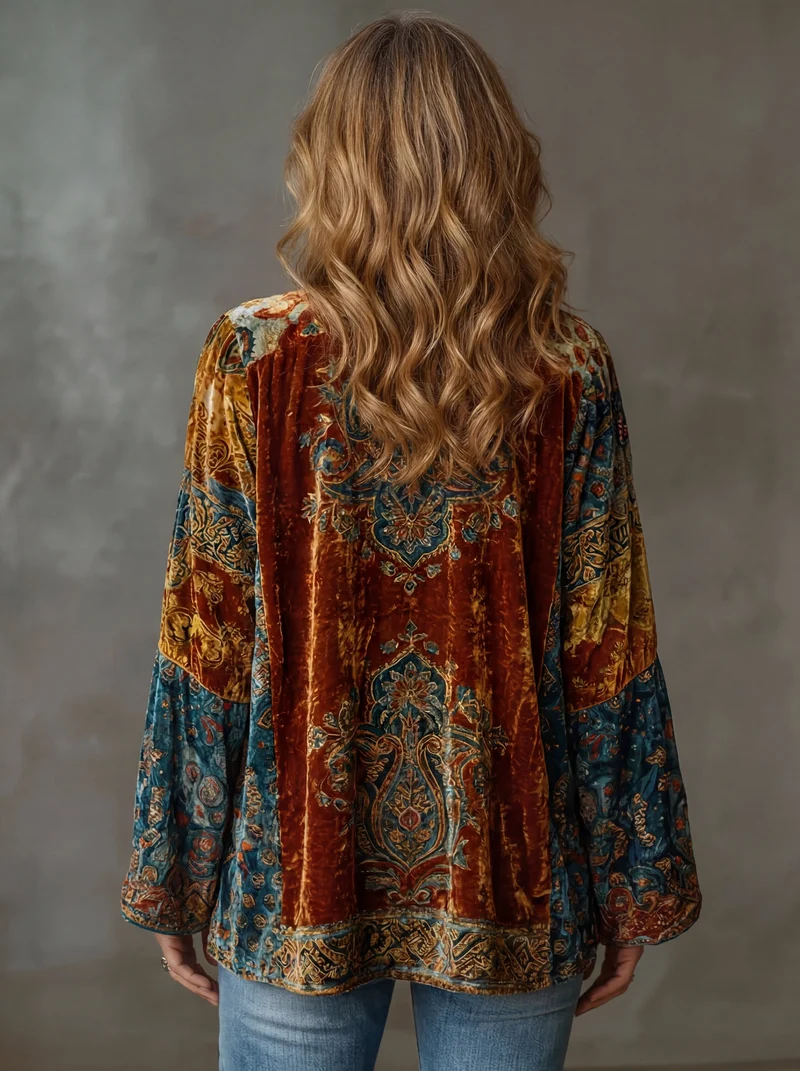 Clavella | Gemusterter Damenmantel im Bohemian-Stil