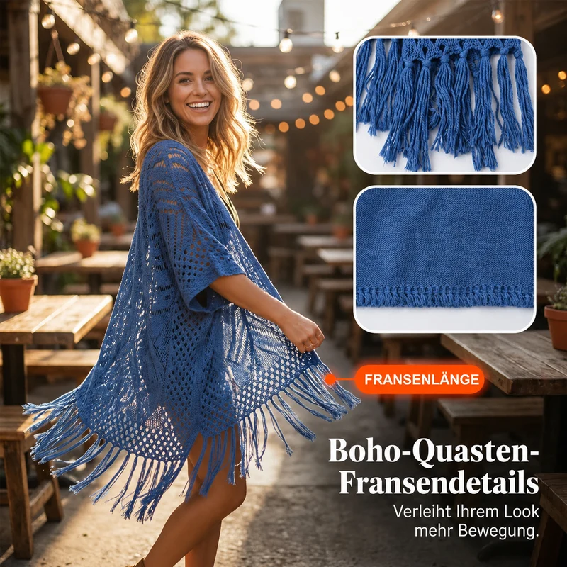 Soravina | Strick-Kimono mit Quasten und fließendem Fall