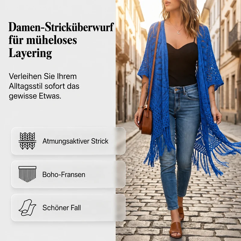 Soravina | Strick-Kimono mit Quasten und fließendem Fall