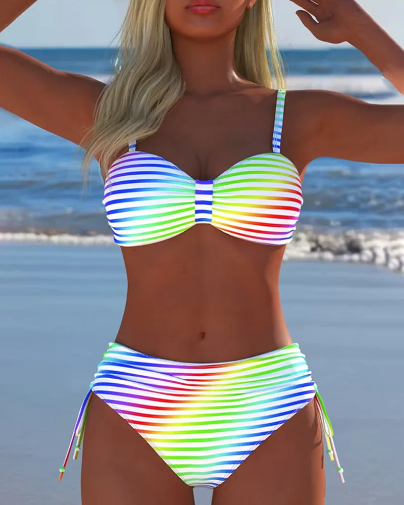 Luereda | Farbenfrohes Bikini-Set mit Streifenmuster