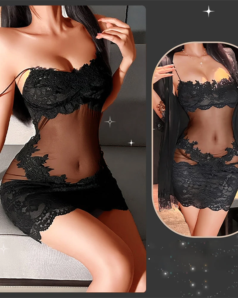Susanne | Verführerisches Spitzen-Nachtwäsche-Set mit Mesh