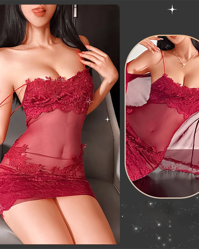 Susanne | Verführerisches Spitzen-Nachtwäsche-Set mit Mesh