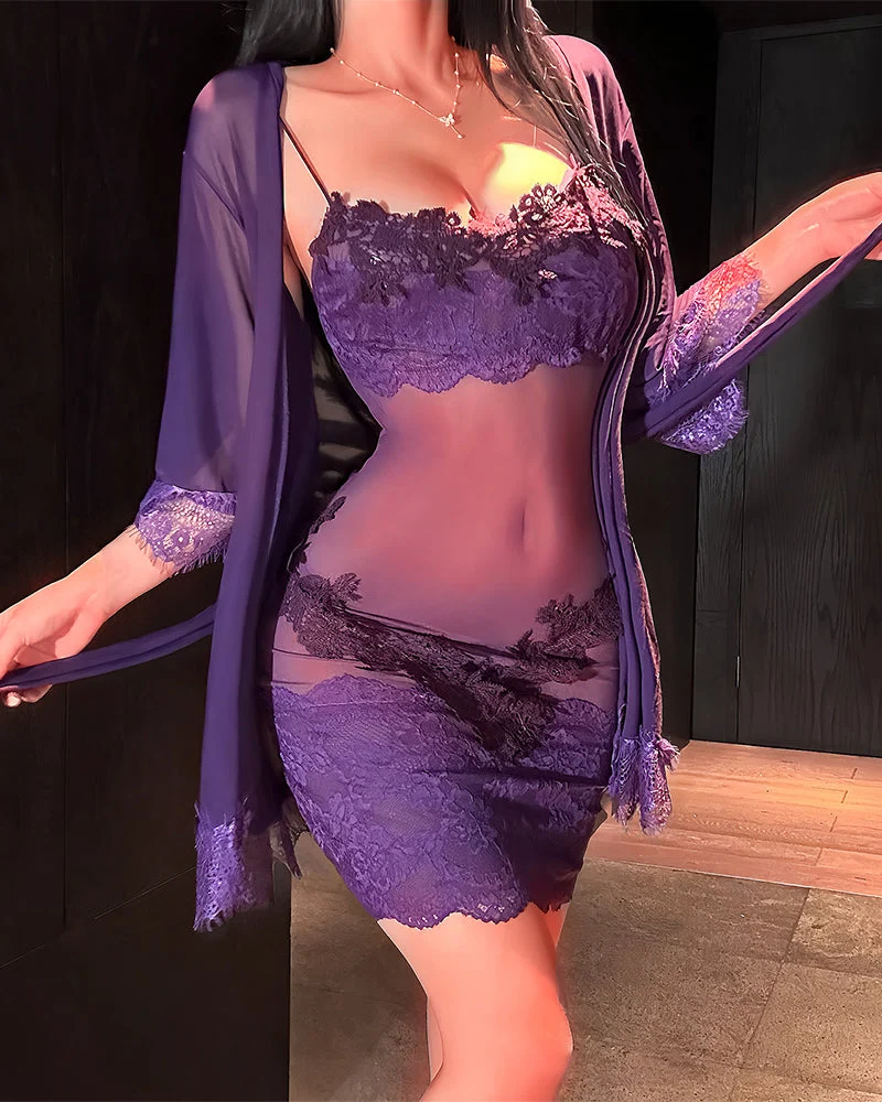 Susanne | Verführerisches Spitzen-Nachtwäsche-Set mit Mesh