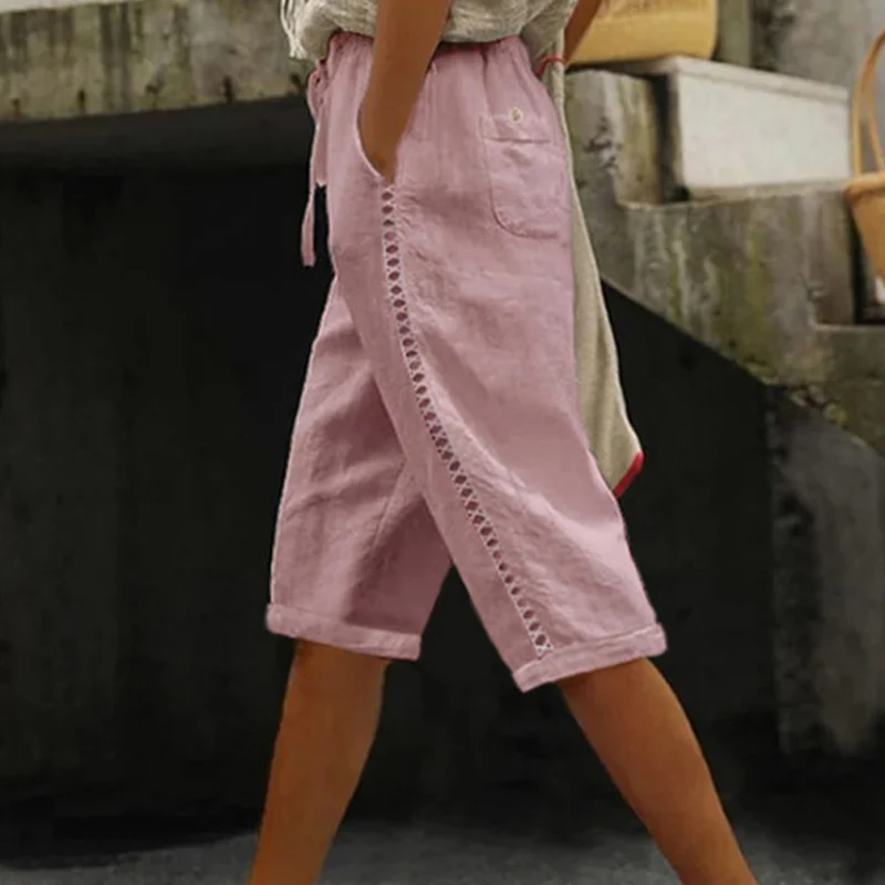 Mariele | Luftige Damen-Caprihose mit dekorativer Spitze
