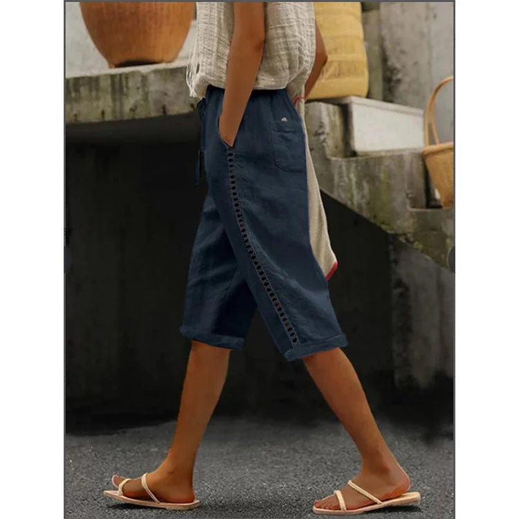 Mariele | Luftige Damen-Caprihose mit dekorativer Spitze