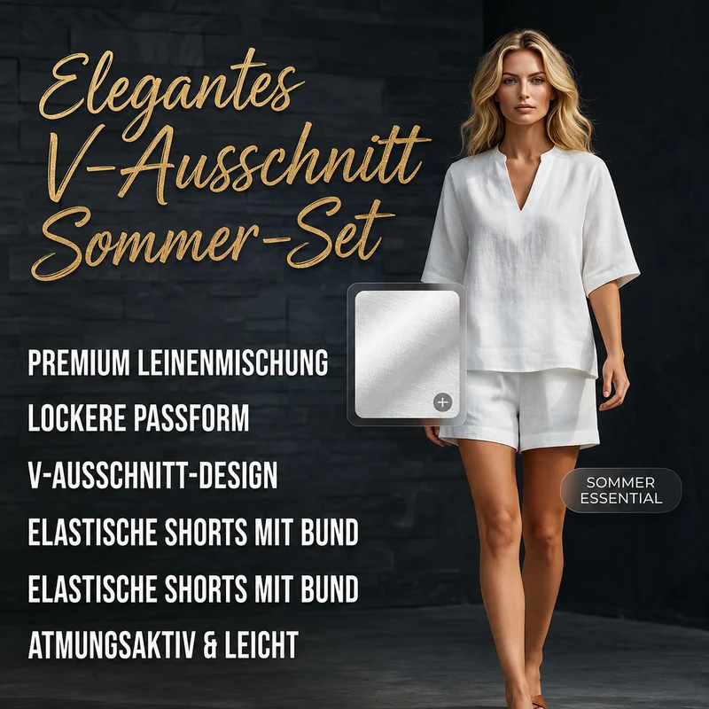 Aaleigha | Leichtes Shorts-Set mit V-Ausschnitt-Bluse