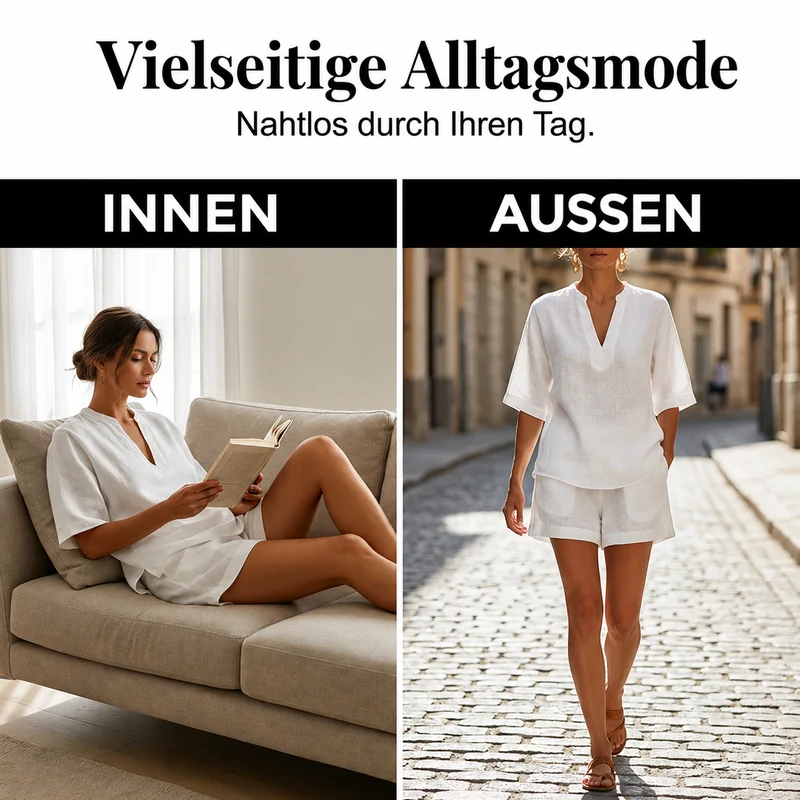 Aaleigha | Leichtes Shorts-Set mit V-Ausschnitt-Bluse