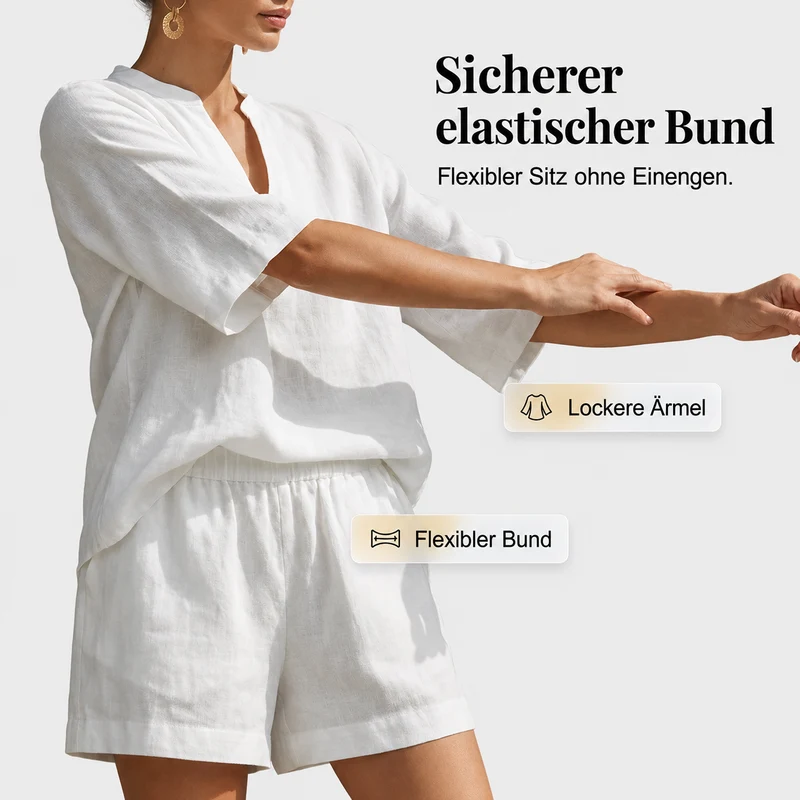 Aaleigha | Leichtes Shorts-Set mit V-Ausschnitt-Bluse