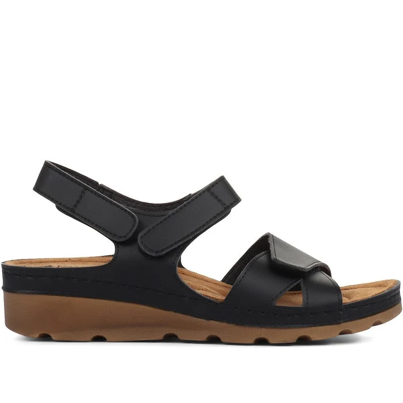 Adjustable Cushioned Sandals - SERAY33011 / 320 083 - Black