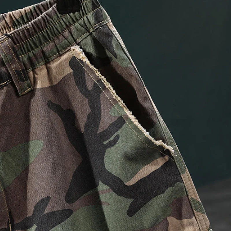Luvero | Camouflage-Cargo-Shorts mit Nieten und Taschen