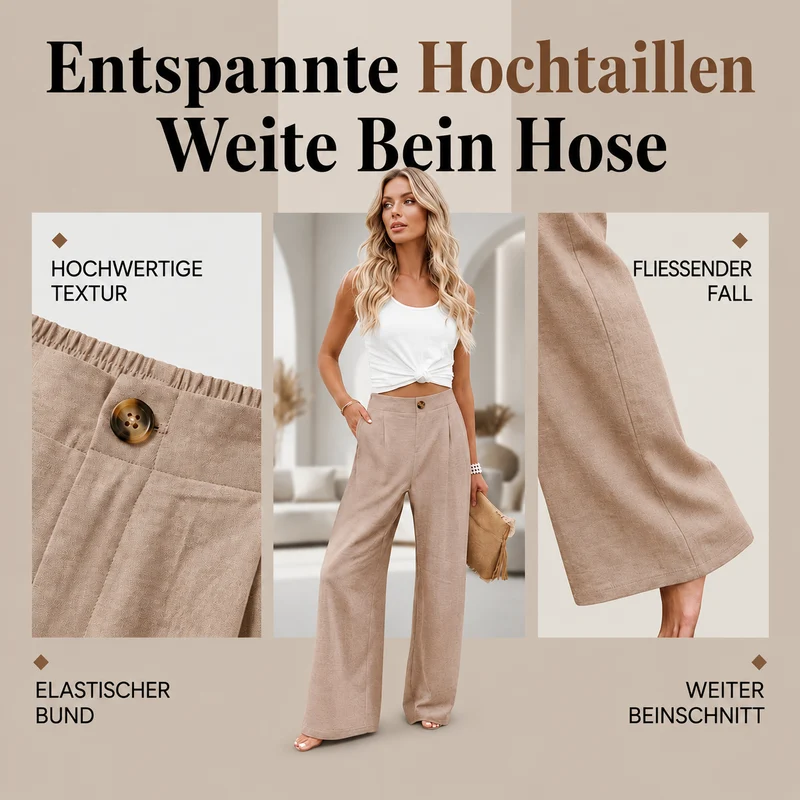 Tamaera | Damen-Wide-Leg-Hose mit elastischem Komfortbund
