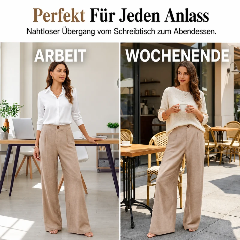 Tamaera | Damen-Wide-Leg-Hose mit elastischem Komfortbund