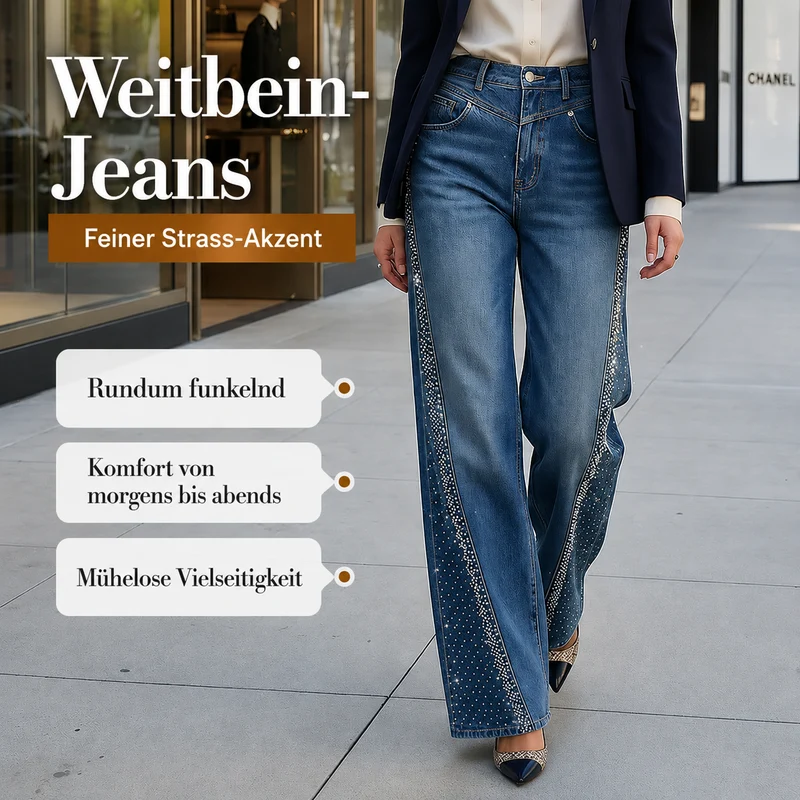 Ilabeza | Schicke Wide-Leg-Jeans mit edlem Glitzerdetail
