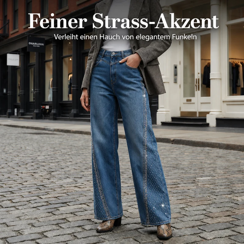 Ilabeza | Schicke Wide-Leg-Jeans mit edlem Glitzerdetail