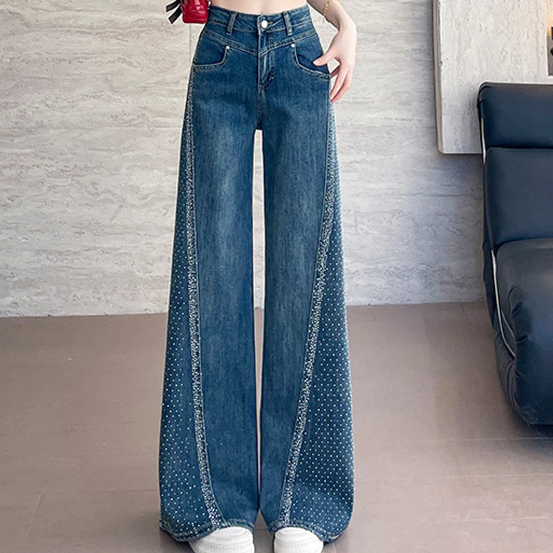 Ilabeza | Schicke Wide-Leg-Jeans mit edlem Glitzerdetail